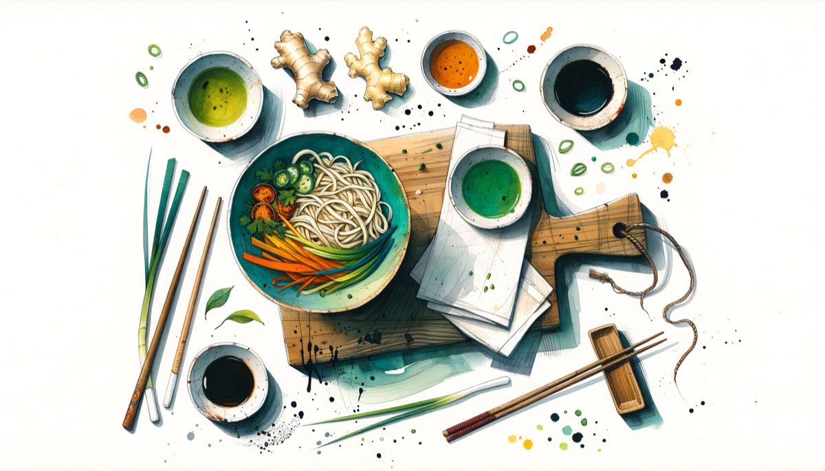 Noodle bowl with roasted vegetables